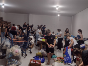 Church outside flood zone collecting donations.